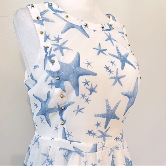 FOREVER 21 Studded Starfish Print Minidress Size Medium - Picture 3 of 9